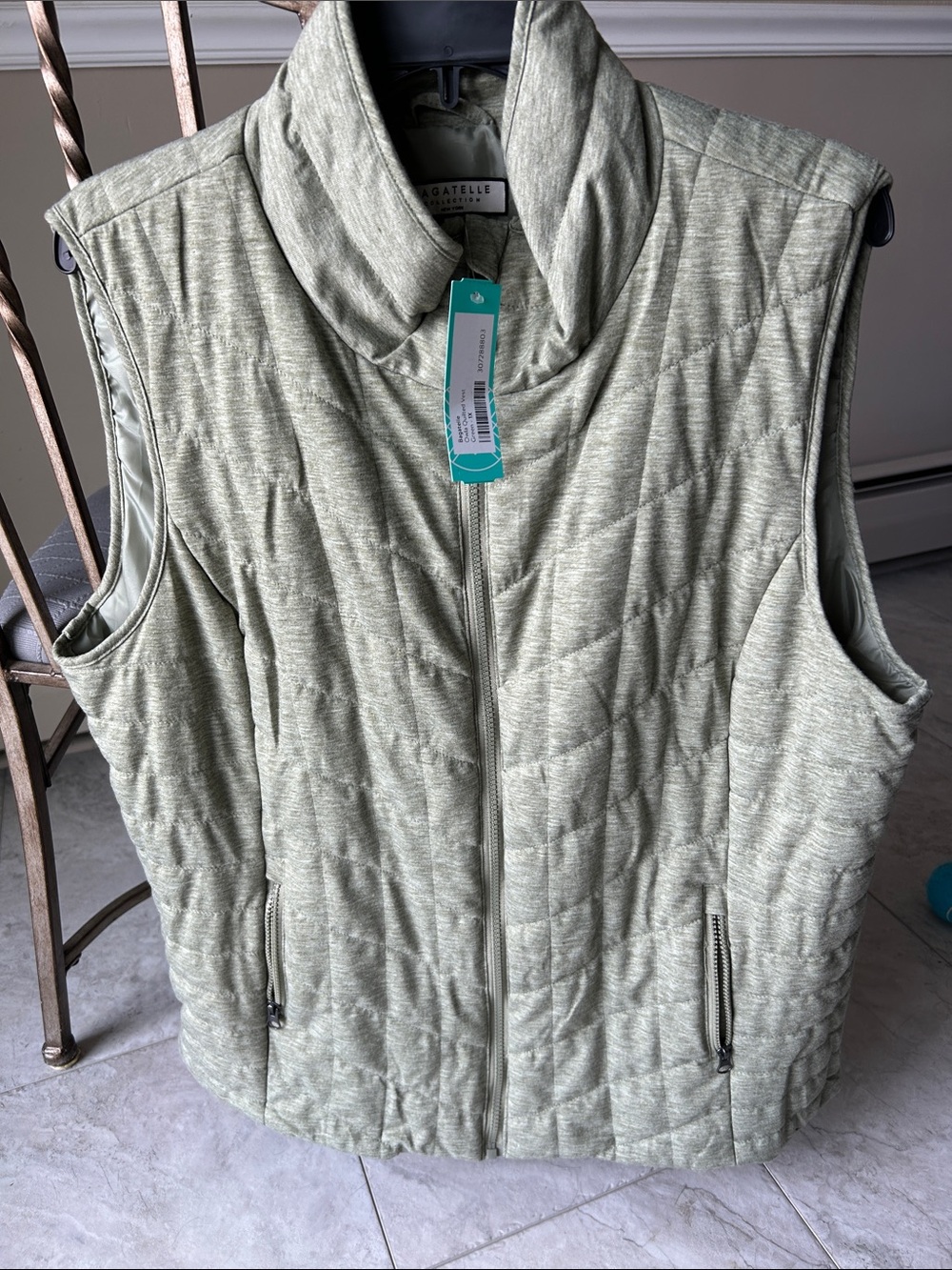 bagatelle Heathered Sage Quilted Puffer Vest